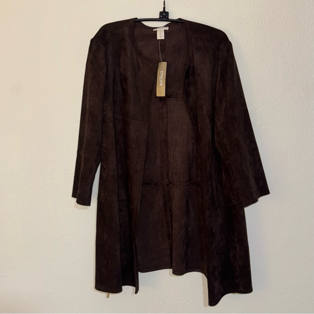 Chico’s Zip-Detail Faux-Suede Jacket. - Picture 3 of 8